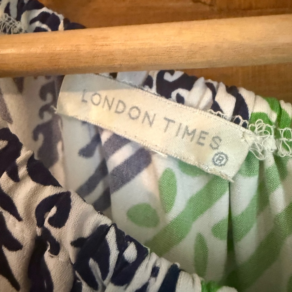 London Times Green and Blue Patterned Women’s One Piece Dress - Picture 9 of 10